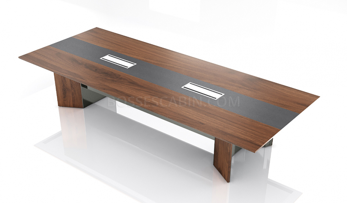 Maxima 12 Feet Meeting Table In Leather & Wood: Boss's Cabin