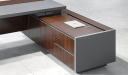 'Larry' 10 Ft Office Desk In Mountain Grain Walnut & Leather