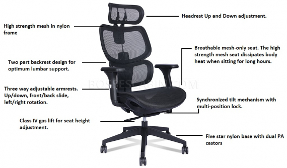 Century High Back Chair With Breathable Mesh Seat: BossesCabin.com