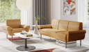 'Fleur-T' Leather Sofa With Reclined Armrests