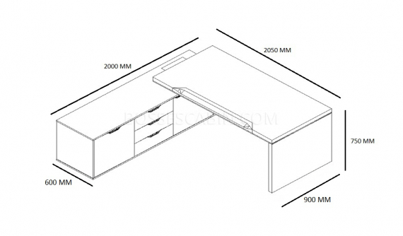 Office Table With Side Cabinet | Modern Office Desks Online: Boss'sCabin