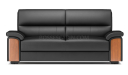 'Polo' Two Seater Institutional Sofa In Leather & Wood