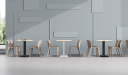 'Balence' Cafeteria Table In Warm White & White Base