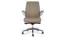 'Calm' Medium Back Chair In Dark Latte Artificial Leather