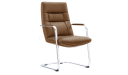 'Sigma' Fixed Base Visitor Chair In Brown PU Leather