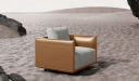 'Taurus-T' One Seater Sofa In PU Leather & Fabric