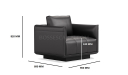 'Taurus-N' One Seater Sofa In Black Nappa Leather