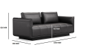 'Taurus-N' Three Seater Sofa In Black Nappa Leather