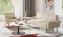 'Fleur-C' Three Seater Leather Sofa With Reclined Armrests