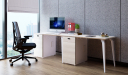 'Moby 1' Single Workstation In Pearwood & White Laminate