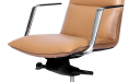 'Aulenti' Mid Back Brown Leather Chair With Aluminum Arms