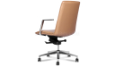 'Aulenti' Mid Back Brown Leather Chair With Aluminum Arms