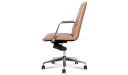 'Aulenti' Mid Back Brown Leather Chair With Aluminum Arms