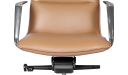 'Aulenti' Mid Back Brown Leather Chair With Aluminum Arms