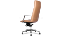 'Aulenti' High Back Brown Leather Chair With Aluminum Arms