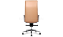 'Aulenti' High Back Brown Leather Chair With Aluminum Arms