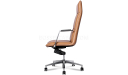 'Aulenti' High Back Brown Leather Chair With Aluminum Arms