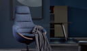 'D Series' Tall Back Lounge Chair In Blue Fabric