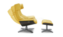 'Karma Neo' Recliner Chair & Ottoman in Yellow Leather