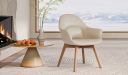 'Tulip' Multi-Purpose Chair In EPU Leather & Solid Wood Base