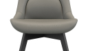 'Tulip' EPU Leather Chair In Olive Gray & Solid Wood Base