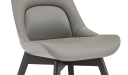 'Tulip' EPU Leather Chair In Olive Gray & Solid Wood Base