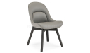 'Tulip' EPU Leather Chair In Olive Gray & Solid Wood Base