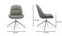 'Tulip' Revolving Multi-Purpose Chair In Olive Gray Leather