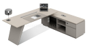 'Lucira' Desk With SIanted Leg In White Oak & Seagull Gray