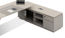 'Lucira' Desk With SIanted Leg In White Oak & Seagull Gray