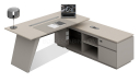 'Lucira' 6.5 Ft. Desk With Slanted Leg In White Oak & Seagull Gray