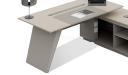 'Lucira' 6.5 Ft. Desk With Slanted Leg In White Oak & Seagull Gray