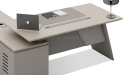 'Lucira' 6.5 Ft. Desk With Slanted Leg In White Oak & Seagull Gray