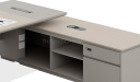 'Lucira' 8 Feet Office Desk In White Oak & Seagull Gray Finish