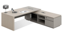 'Lucira' 8 Feet Office Desk In White Oak & Seagull Gray Finish