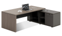 'Vistra' 6.5 Feet Office Desk In Asti Walnut & Advanced Gray Finish