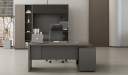 'Vistra' 6.5 Feet Office Desk In Asti Walnut & Advanced Gray Finish