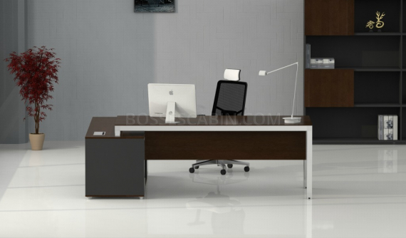 Office Desk In Glass And Steel | Modern Office Tables Online: Boss'sCabin