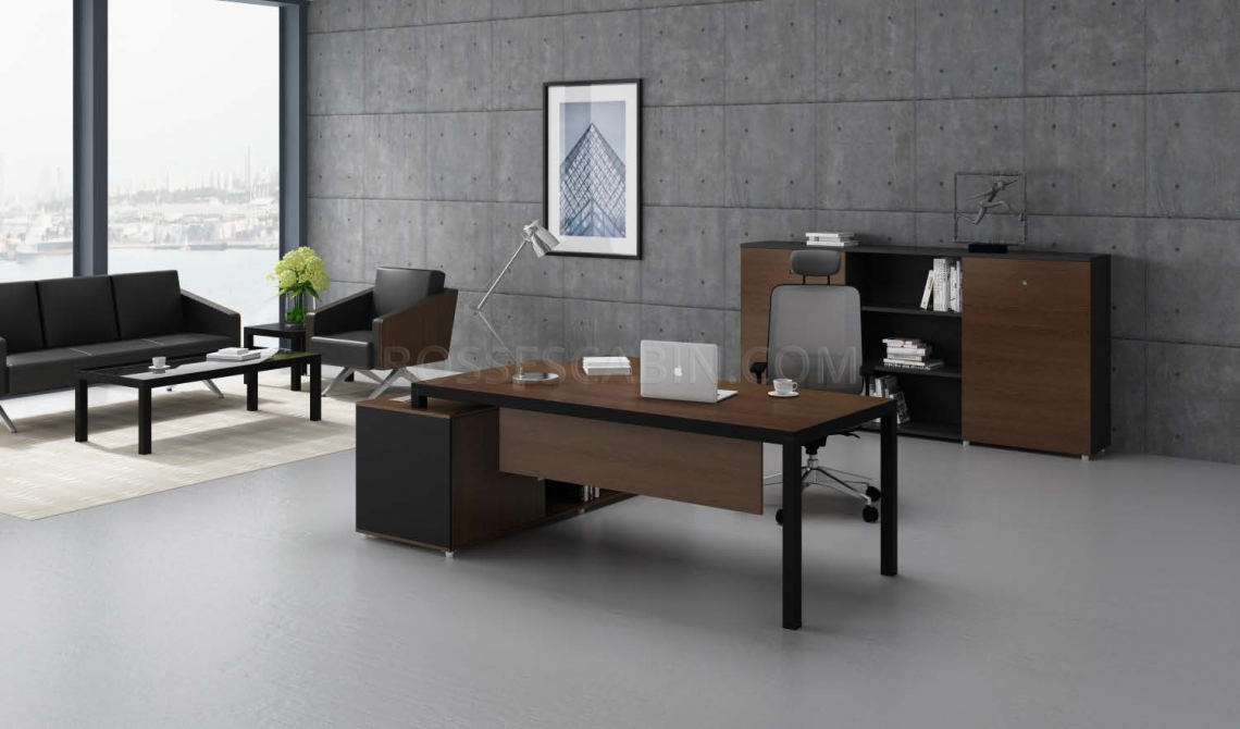 6 Feet Office Table In Walnut Laminate | Office Tables Online: Boss's Cabin